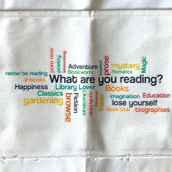 NEW Canvas Tote Bag – “What Are You Reading?” Word Art Print – Book Lover Gift - Picture 4 of 4